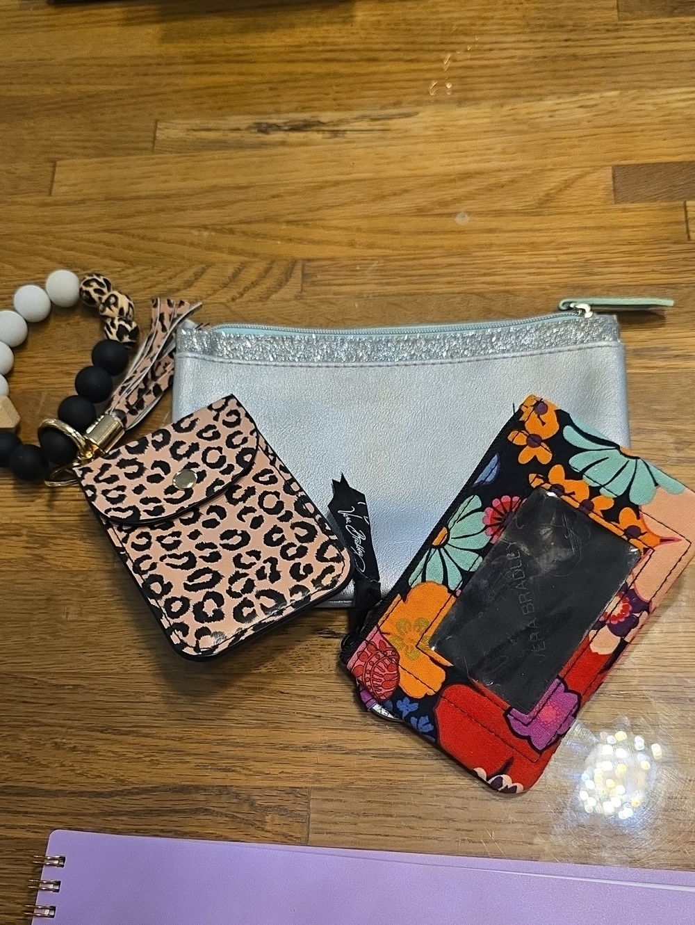 Bundle Of 3 Bags-Vera Bradley/IPSYZip ID Case Pouches/Wallet/Key Ring/Wristlet